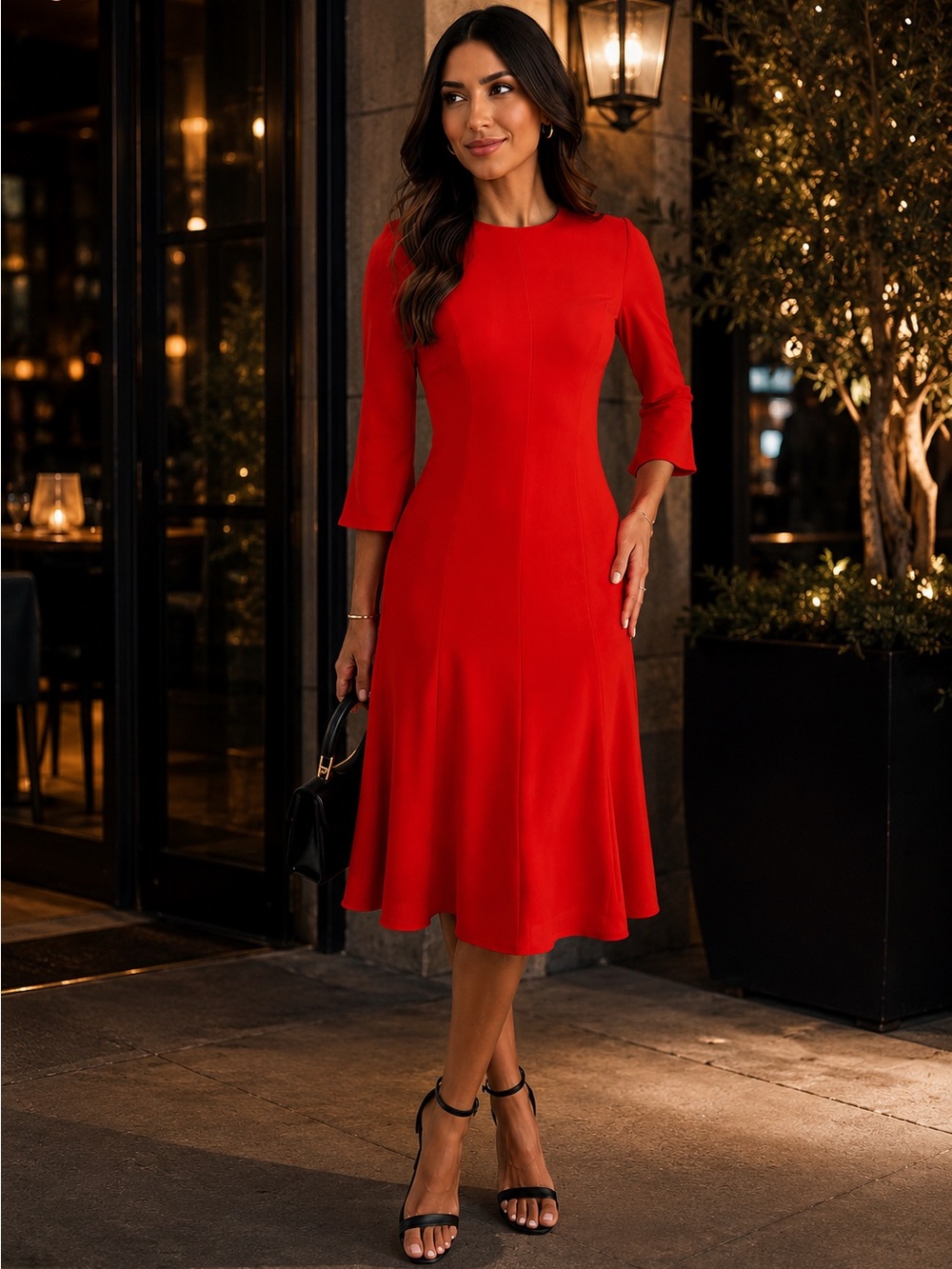 Hugo Boss 90s Inspired Red Midi Dress NWT Size 4 Quite Luxury Cocktail dress - Picture 2 of 10